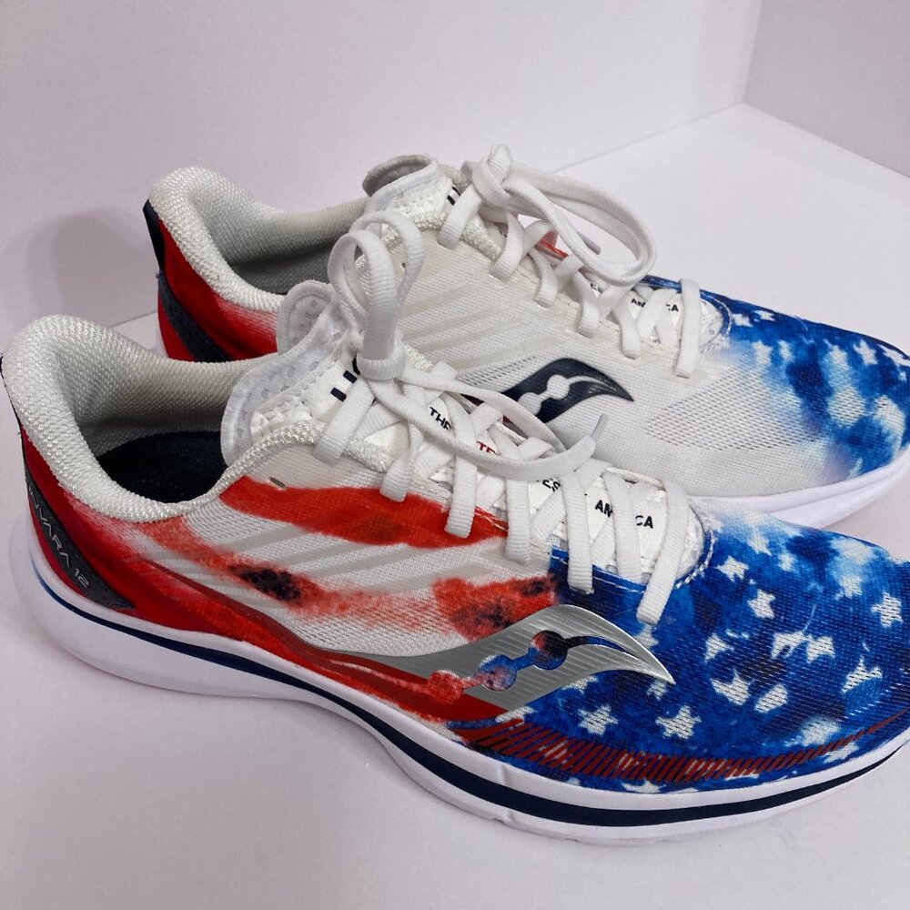 Saucony Kinvara 12 PWRRUN USA Womens Size 10 Red White and Blue S10619-76